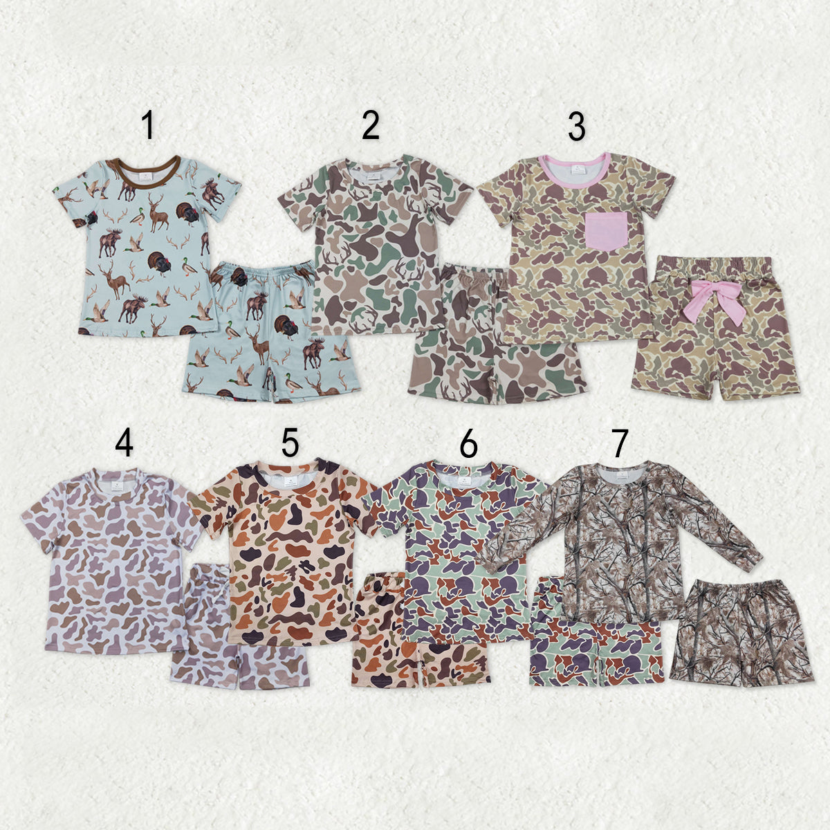 Sibling Baby Girls Short Sleeve Southern Hunting Camo Top Shorts Pajamas Sets