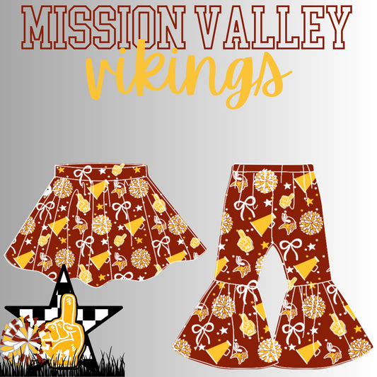 Preorder(moq 8 Each)Baby Girls Mission Valley Vikings Skorts and Pants Team
