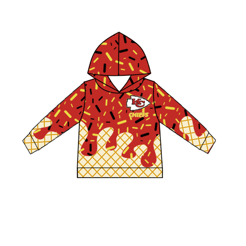 Preorder (moq 5)Baby Boys Red KC Long Sleeve Drip Team Hoodies Top