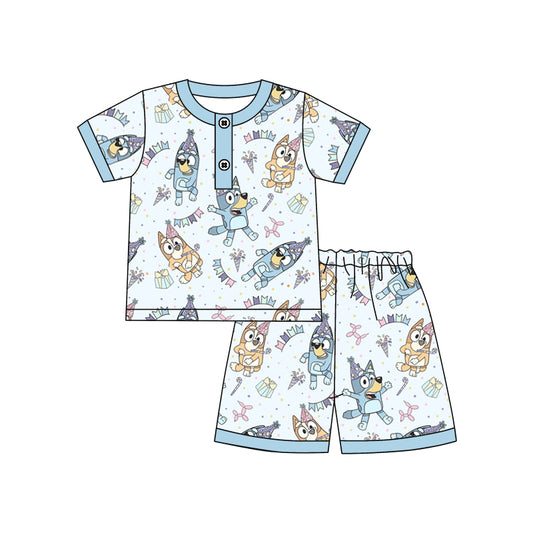 Baby Boys Birthday Dogs Shirt Shorts Pajamas Clothes Sets preorder (moq 5)