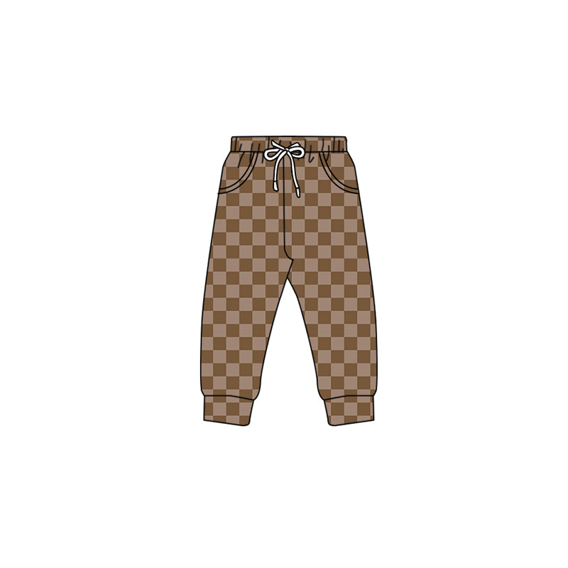 Baby Kids Brown Checkered Pockets Pants preorder(MOQ 5)