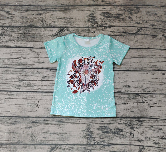 Baby Girls Western Cow Print Short Sleeve Shirts