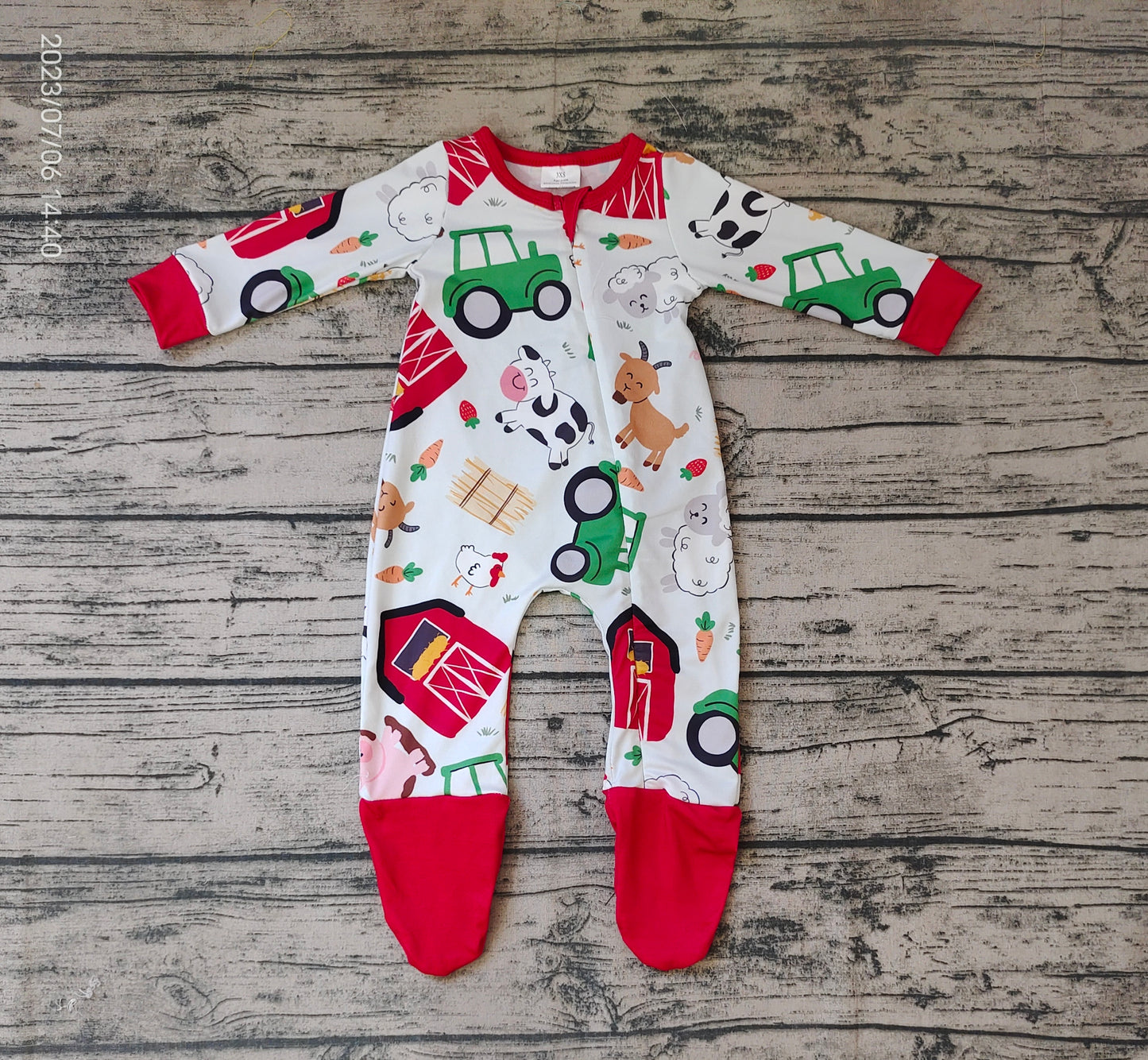 Baby Boys Farm Zip Rompers