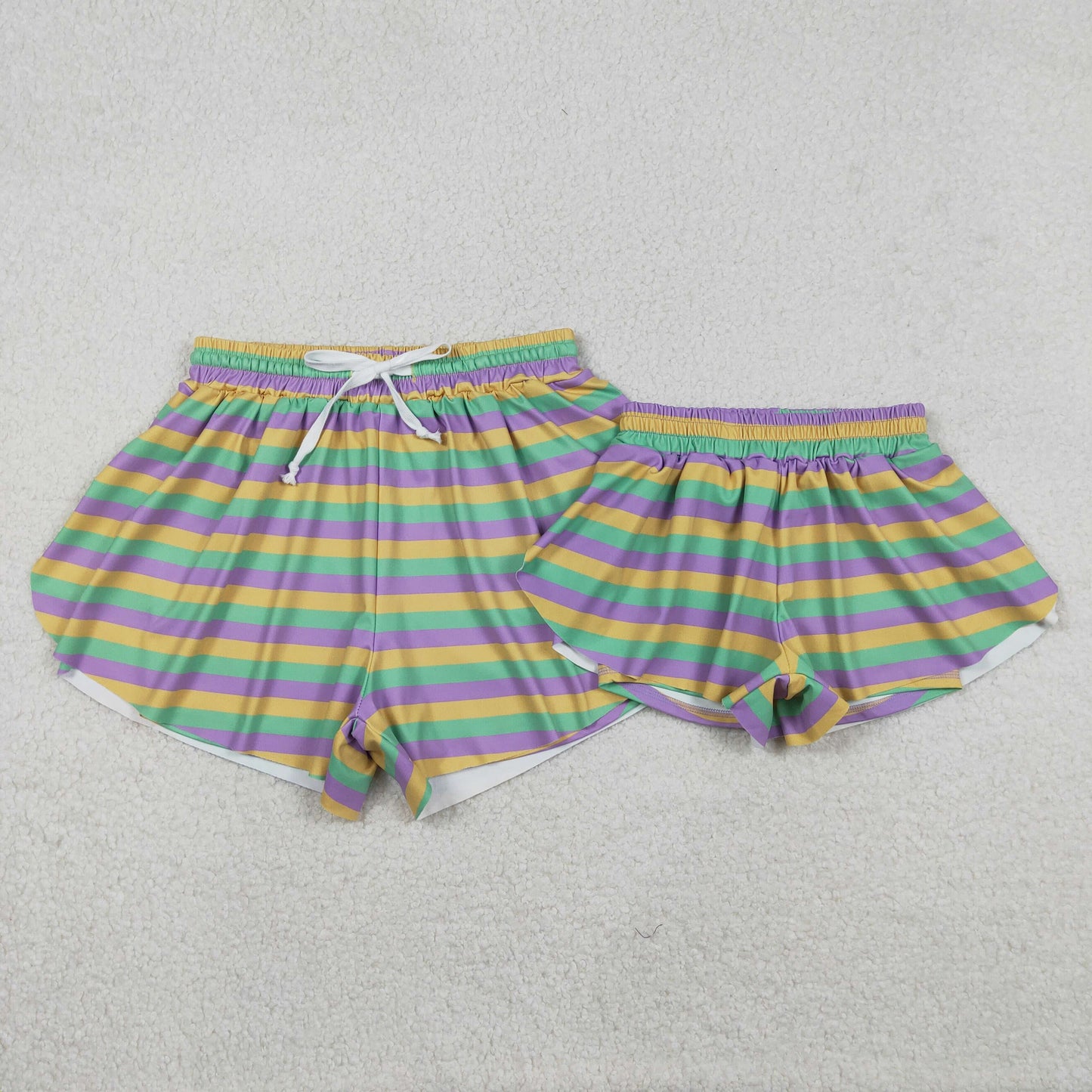 Mama and Me Mardigras Stripes Yoga Active Ruffle Shorts Bottom