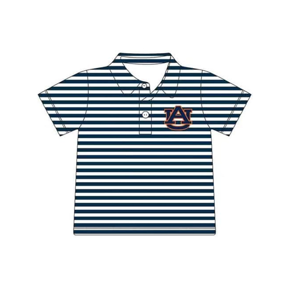 Preorder moq 5 Baby Boys Short Sleeve Navy Stripe AU Team Button Polo Shirt Top