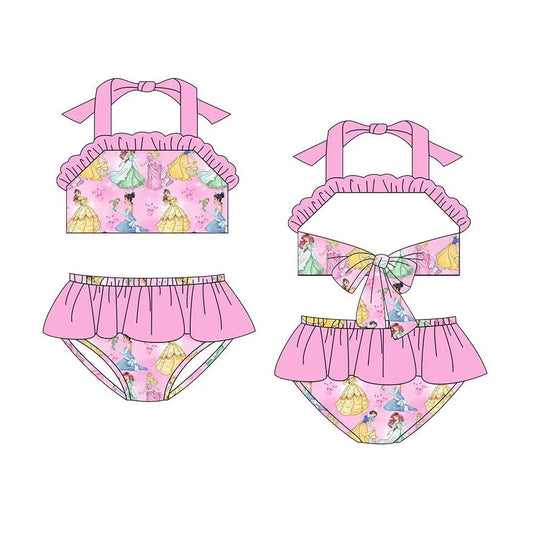 Baby Girls Pink Princess Halter Top Swimsuits split order preorder May 26th