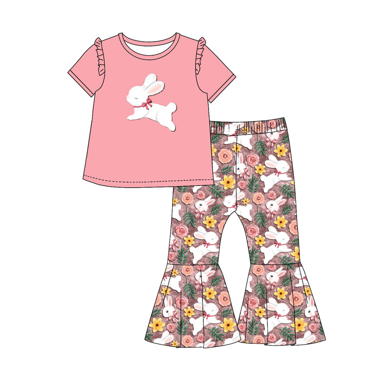 Baby Girls Rabbits Shirt Top Bell Pants Outfits Clothes Sets preorder(MOQ 5)