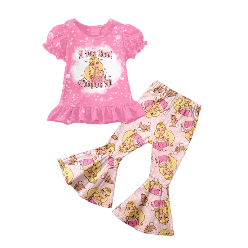 Baby Girls Princess Pink 2 Bell Pants Clothes Sets preorder(moq 5)