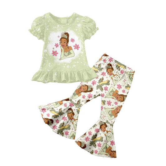 Baby Girls Princess Green Bell Pants Clothes Sets preorder(moq 5)