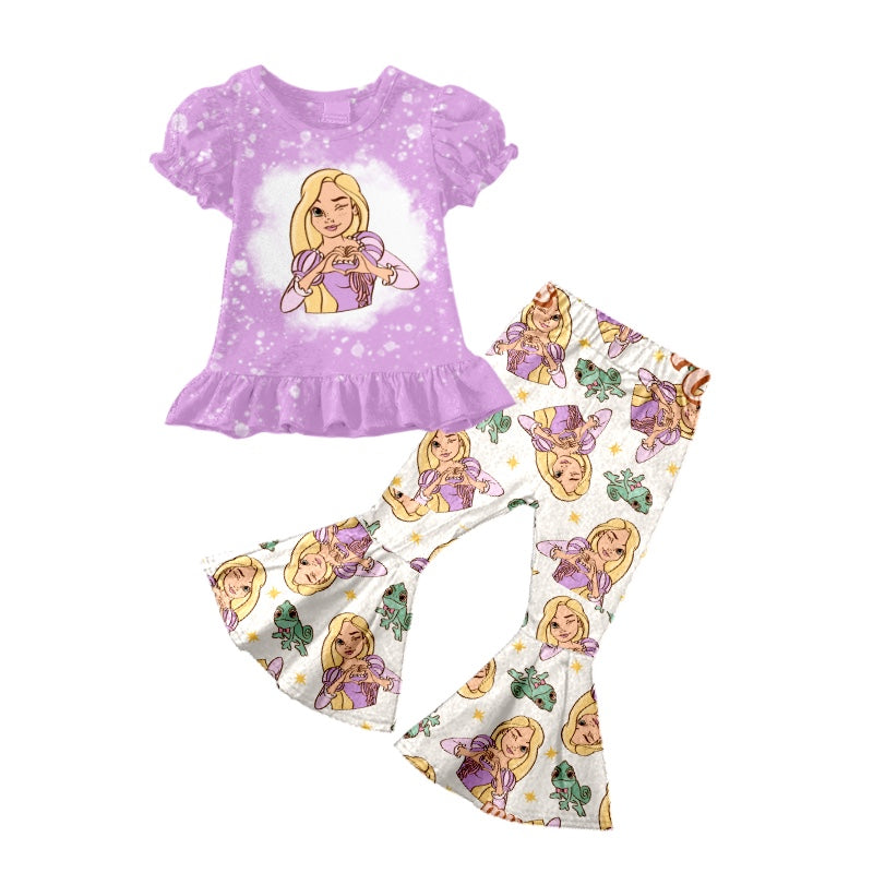 Baby Girls Princess Purple Bell Pants Clothes Sets preorder(moq 5)