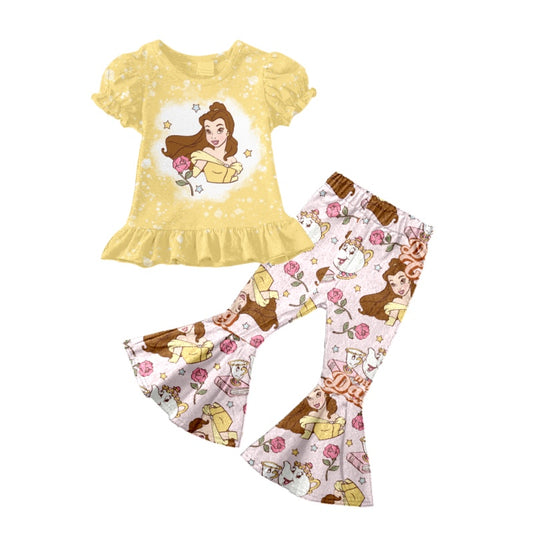 Baby Girls Princess Yellow Bell Pants Clothes Sets preorder(moq 5)