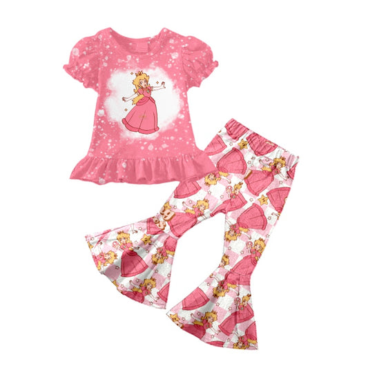 Baby Girls Princess Pink 3 Bell Pants Clothes Sets preorder(moq 5)