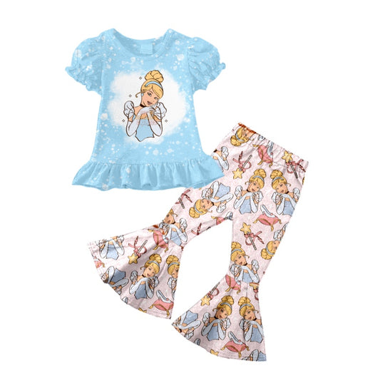 Baby Girls Princess Blue 2 Bell Pants Clothes Sets preorder(moq 5)