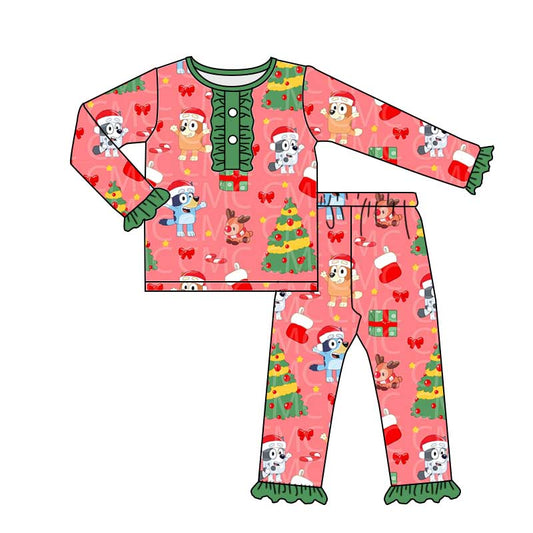 Baby Girls Christmas Dogs Pants Pajamas Clothes Sets preorder(moq 5)