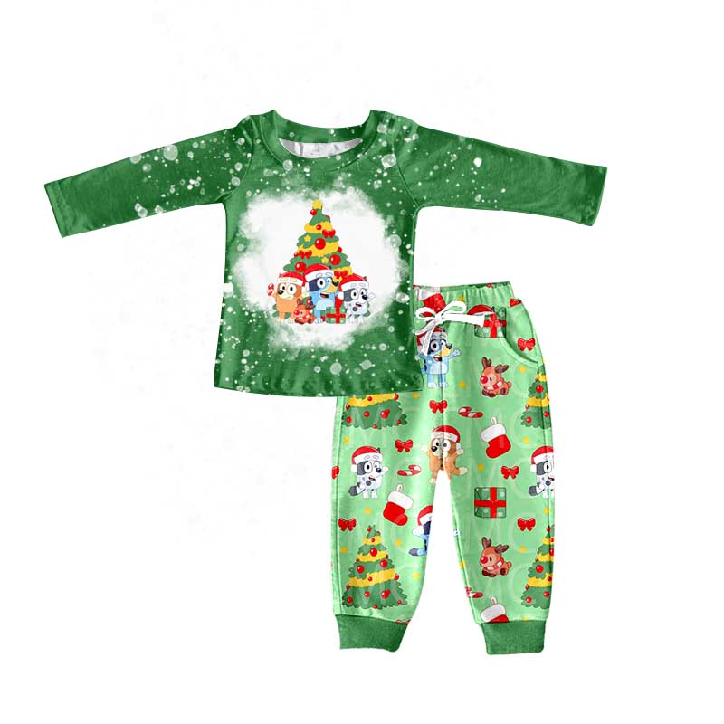 Baby Boys Christmas Ruffle Shirt Dogs Pants Clothes Sets preorder(moq 5)