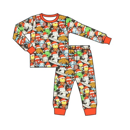 Baby Kids Christmas Cartoon Red Pajamas Clothing Sets preorder(moq 5)