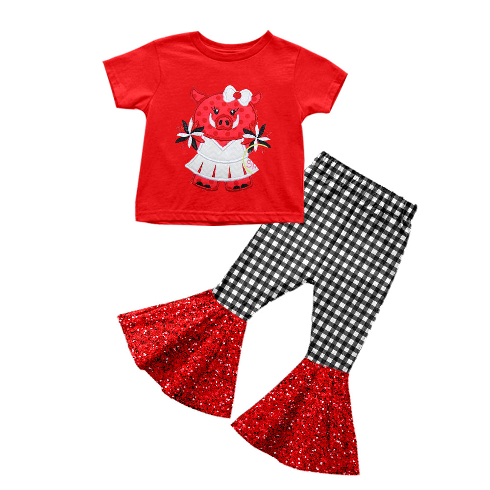 Baby Girls Cheerleader 5 Top Bell Pants Clothing Sets preorder(moq 5)