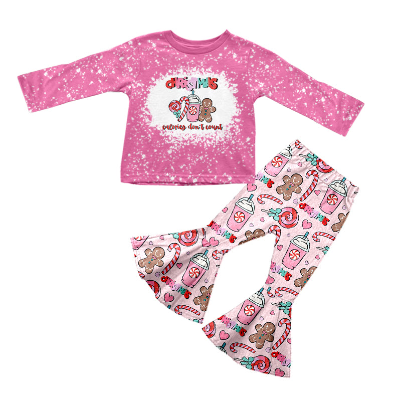 Baby Girls Christmas Pink Gingerbread Pants Clothing Sets preorder(moq 5)