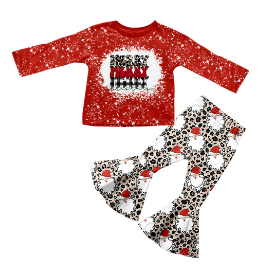 Baby Girls Merry Christmas Santa Leopard Pants Clothing Sets preorder(moq 5)