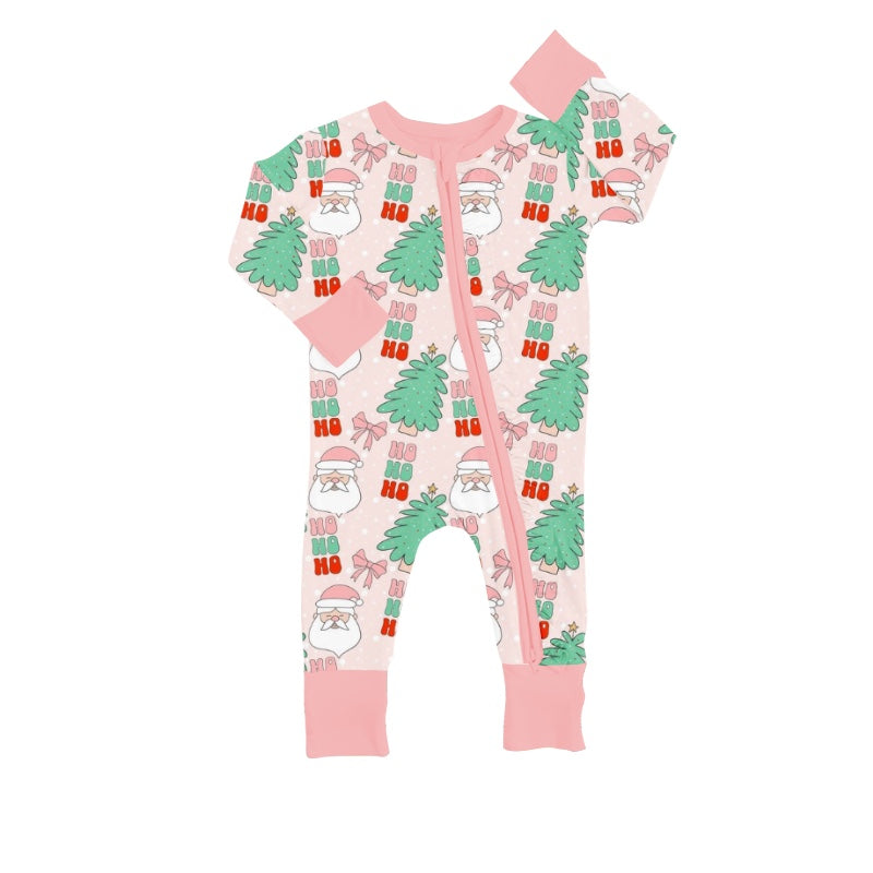 Baby Girls Santa Tree Christmas Zip Rompers preorder(moq 5)