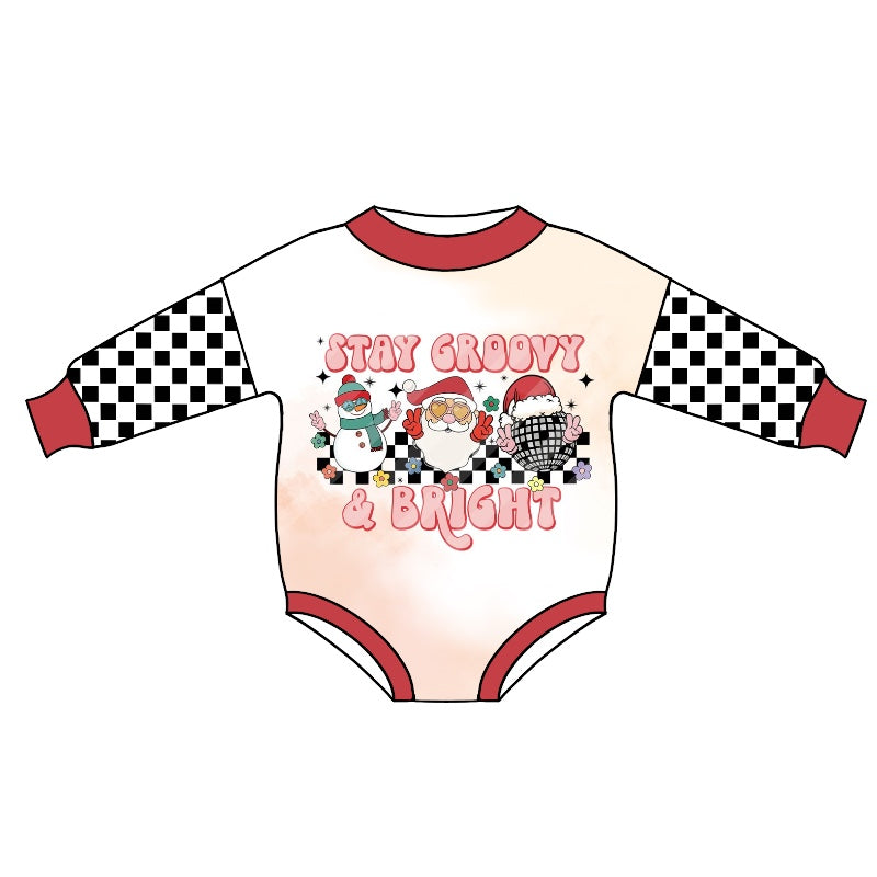 Baby Kids Stay Groovy Christmas Rompers preorder(moq 5)