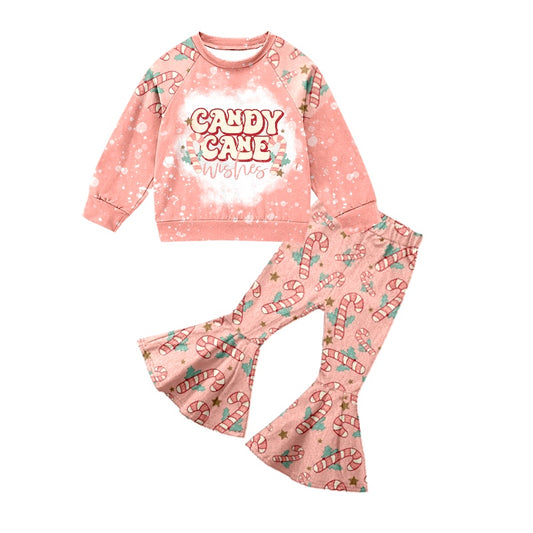 Baby Girls Candy Cane Bell Christmas Pants Clothing Sets preorder(moq 5)