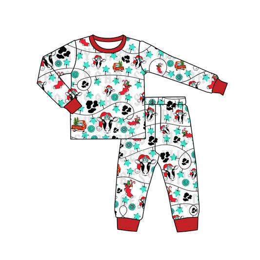 Baby Girls Christmas Cow Pajamas Clothing Sets preorder(moq 5)