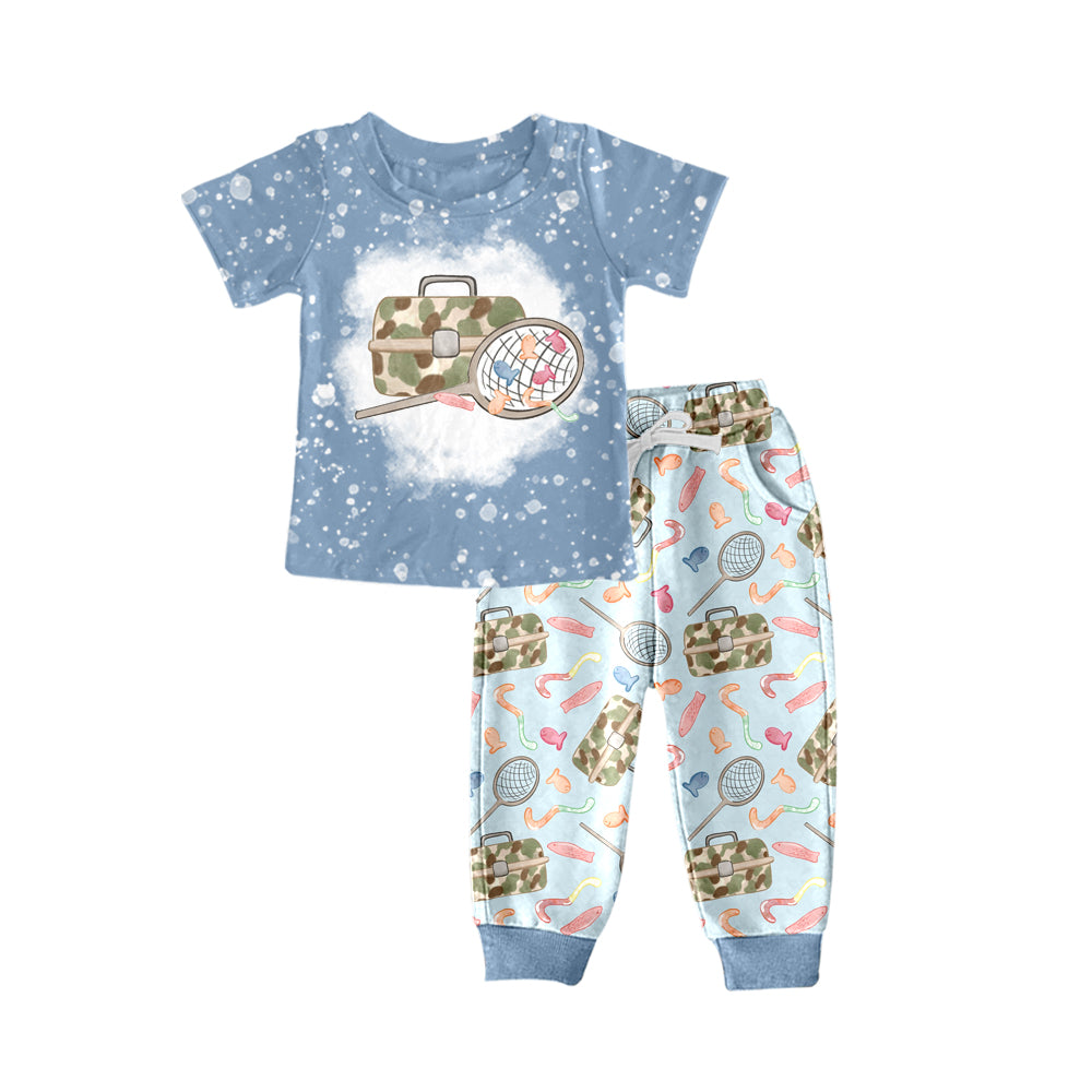 Baby Boys Blue Fishing Bottom Pants Clothing Sets preorder(moq 5)