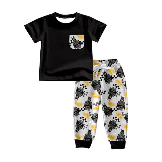 Baby Boys Cartoon Bats Pocket Tee Top Pants Clothing Sets preorder(moq 5)