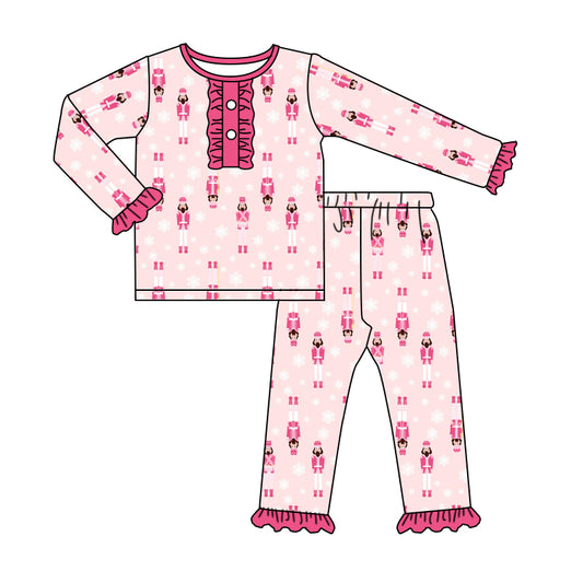 Baby Girls Christmas Pink Soldier Pajamas Clothing Sets preorder(moq 5)