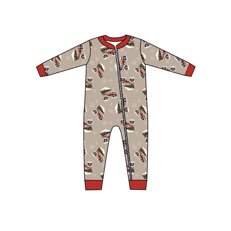 Baby Girls Christmas Tree Car Zip Rompers preorder(moq 5)