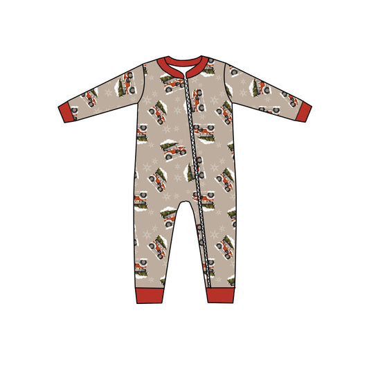 Baby Girls Christmas Tree Car Zip Rompers preorder(moq 5)