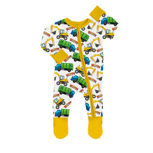 Baby Kids Study Bus Cartoon Zip Rompers preorder(moq 5)