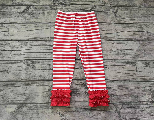 Baby Girls Red Stripes Icing Ruffle Bottom Pants