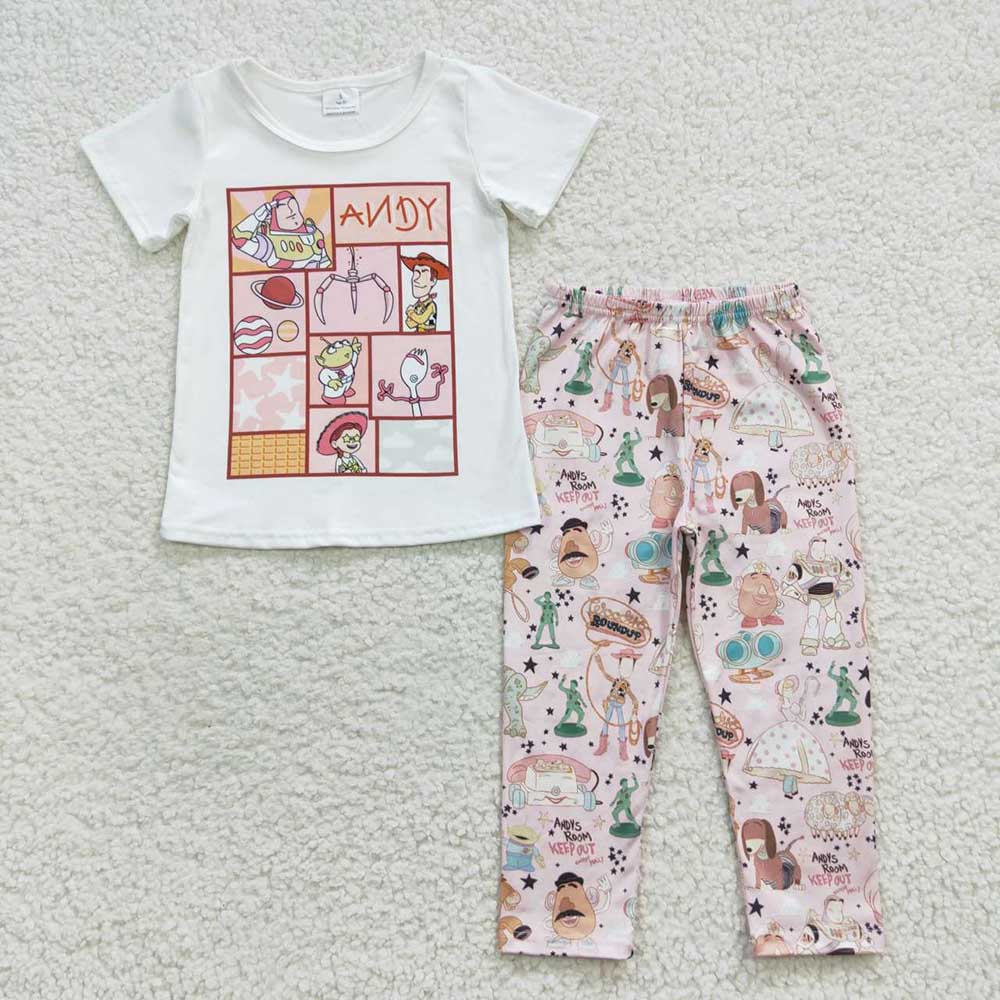 Baby Girls Short Sleeve Toy Tee Shirt Legging Pants Clothes Sets