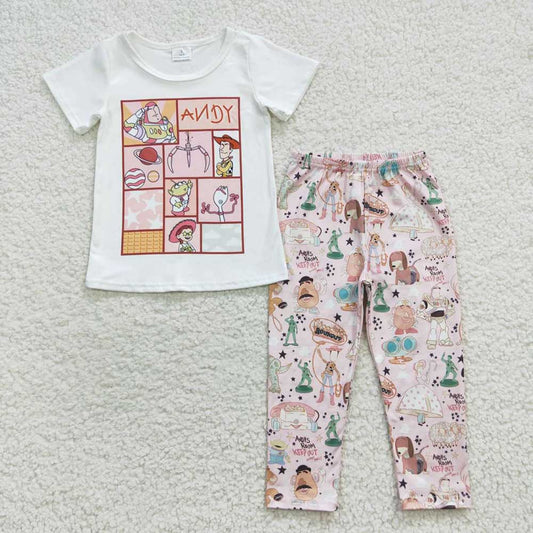 Baby Girls Short Sleeve Toy Tee Shirt Legging Pants Clothes Sets