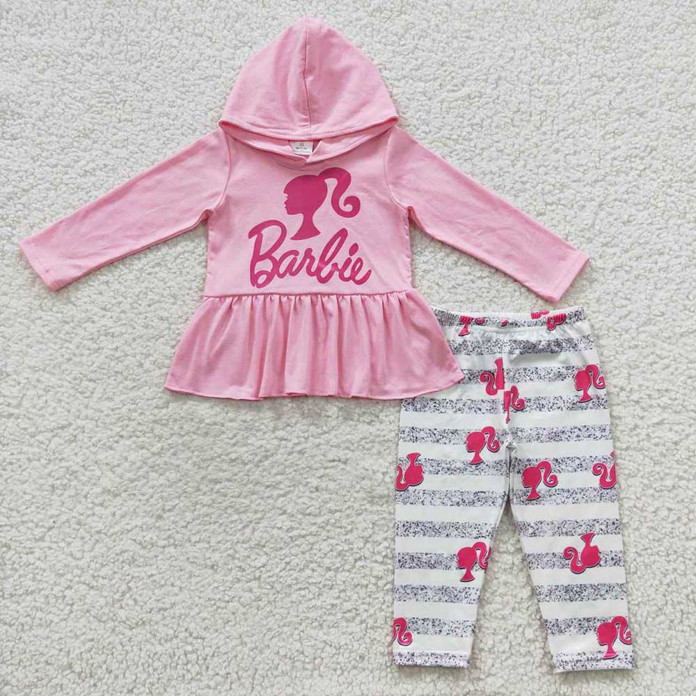 Baby Girls Pink Hoodie Doll Legging Pants Clothes Sets