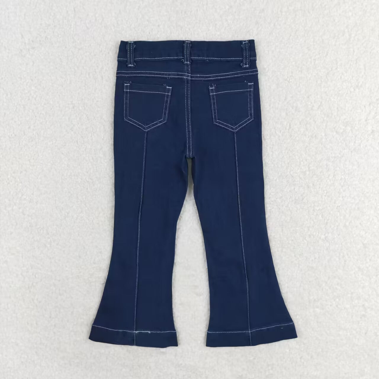 Baby Girls Western Navy Line Bell Flare Denim Pants