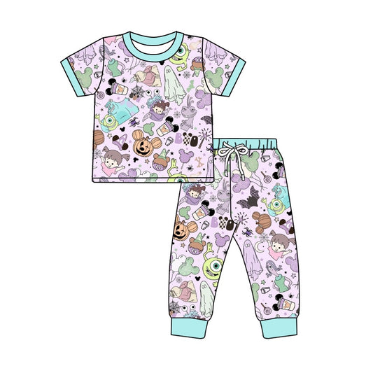 Baby Girls Monster Eye  Shirt Top Pants Pajamas Clothes Sets Preorder(moq 5)