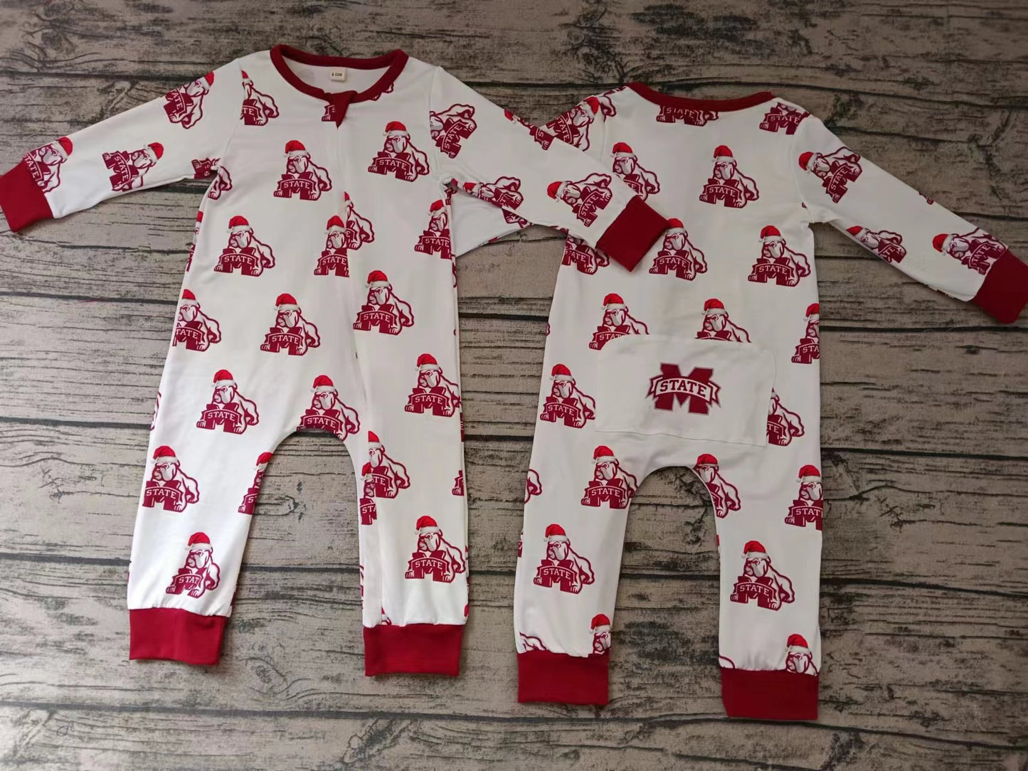 Baby Boys Christmas Dog Team Zip Rompers preorder(moq 5)