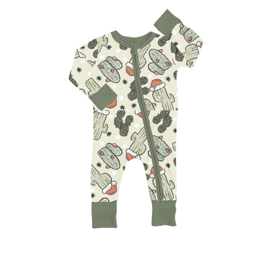 Christmas Green Baby Boys Cactus Zip Rompers preorder(moq 5)