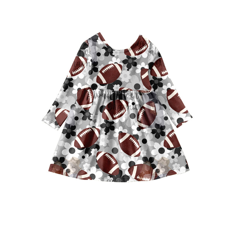 Football Flowers Baby Girls Children A-Line Dresses preorder(moq 5)