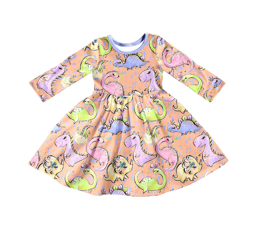 Cute Dinosaur Baby Girls Children Twirl Dresses preorder(moq 5)