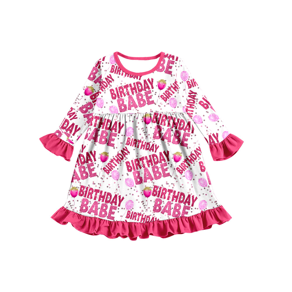 Birthday Babe Baby Girls Children Ruffle Knee Length Dresses preorder(moq 5)