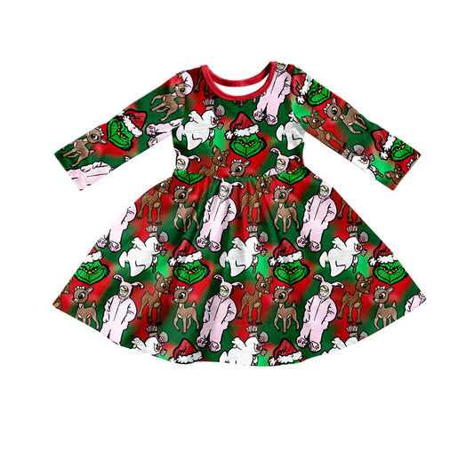 Christmas Baby Girls Children Frog Twirl Dresses preorder(moq 5)