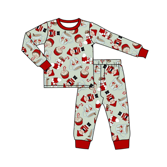 Christmas Baby Boys Soldier Red Ruffle Pajamas Clothing Sets preorder(moq 5)