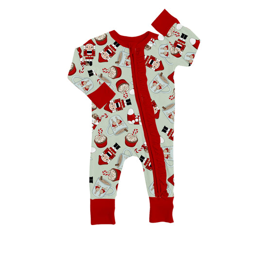 Baby Girls Christmas Red Santa Zip Rompers preorder(moq 5)