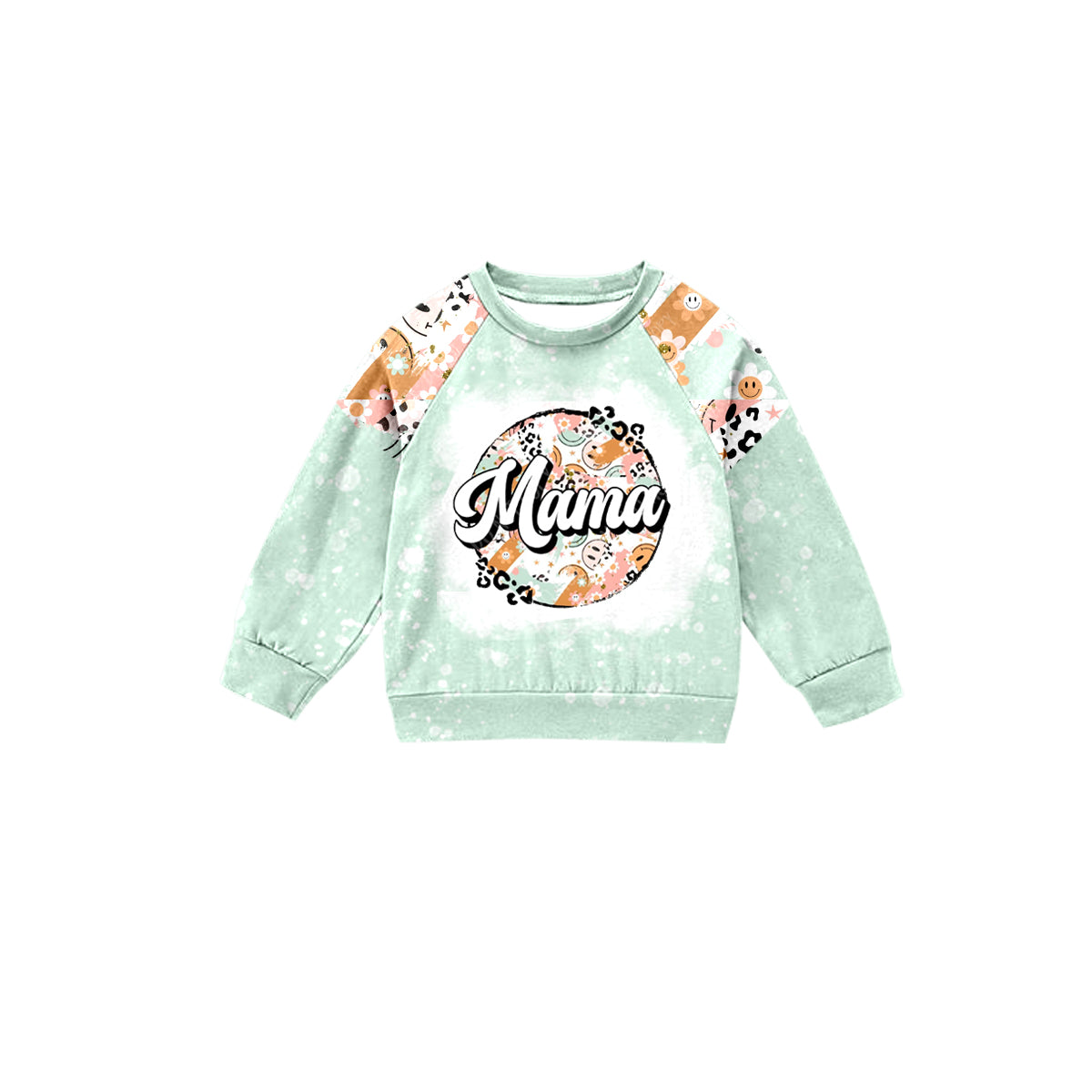 Adult Women Mama Flowers Green Long Sleeve Raglan Shirts Preorder(moq 5)