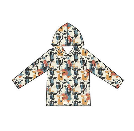 Baby Boys Western Colorful Cow Hooded Tops preorder(moq 5)