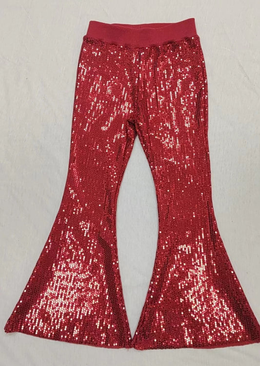 Baby Girls Sequin Red Bell Bottom Pants